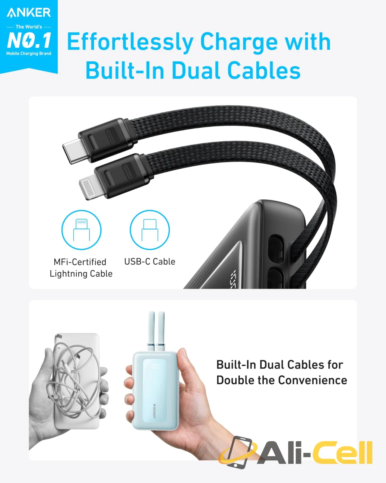 Anker Zolo Power Bank (20K, Built-In USB-C and Lightning Cable) — 2