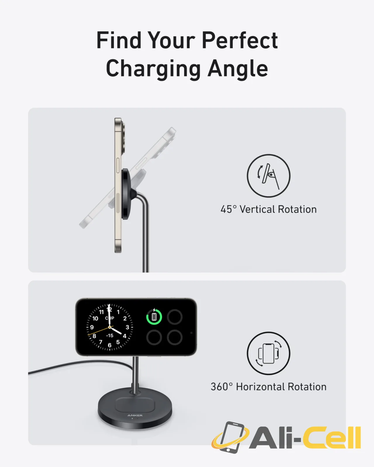 Anker MagGo Wireless Charger (2-in-1, Stand) (Black / With Cable) — 6