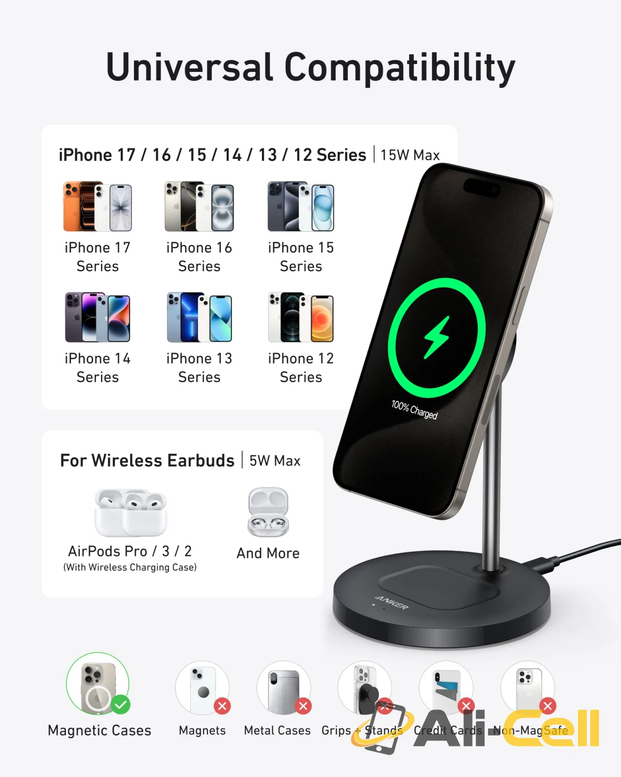 Anker MagGo Wireless Charger (2-in-1, Stand) (Black / With Cable) — 8