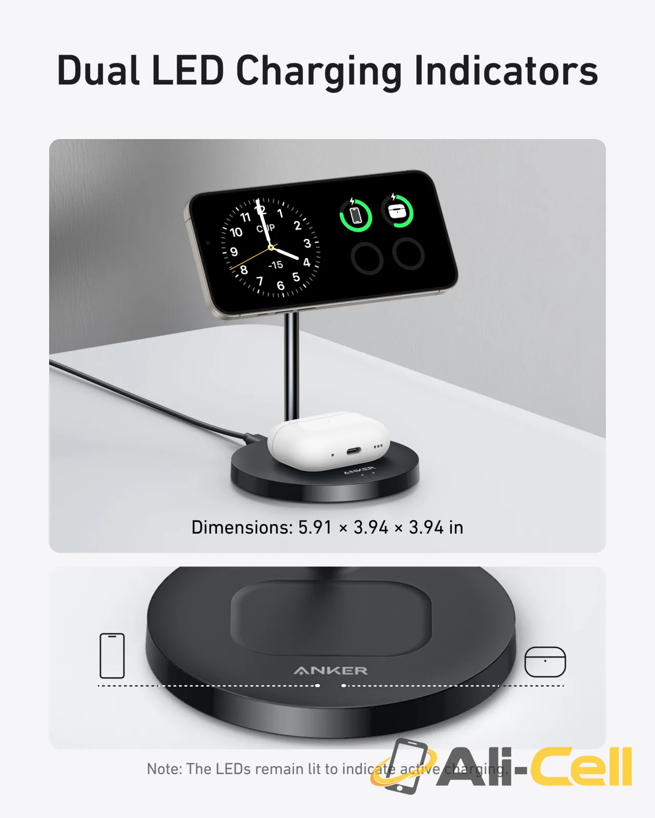 Anker MagGo Wireless Charger (2-in-1, Stand) (Black / With Cable & Adapter) — 8