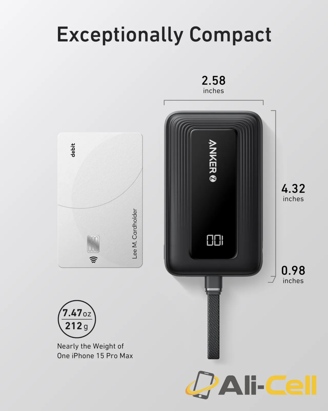 Anker Zolo Power Bank (10K, 30W) with a 5.4-inch (13.7 cm) built-in USB-C cable. (Coral Pink) — 8