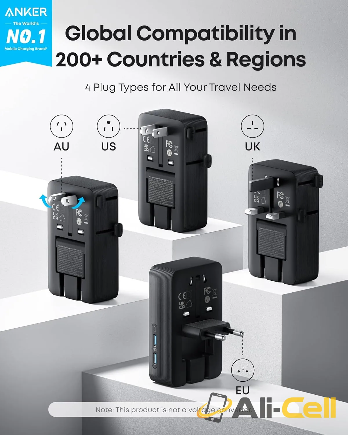 Anker Nano Travel Adapter (5-in-1, 20W, 1-Pack) (Aurora White) — 8