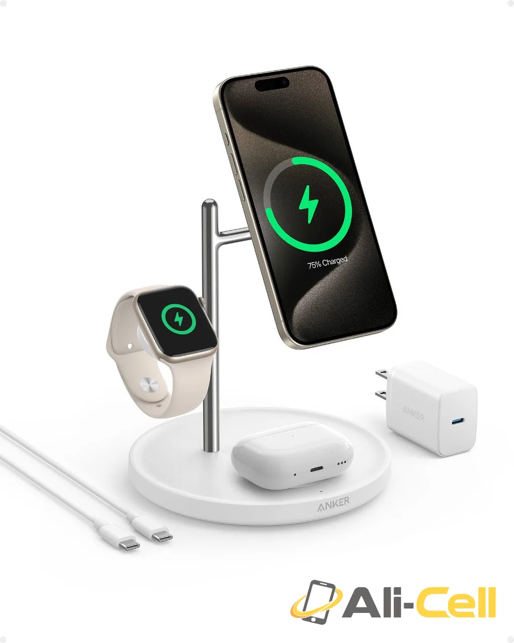 Refurbished Anker MagGo Wireless Charging Station (3-in-1 Stand) (Shell White) — 2