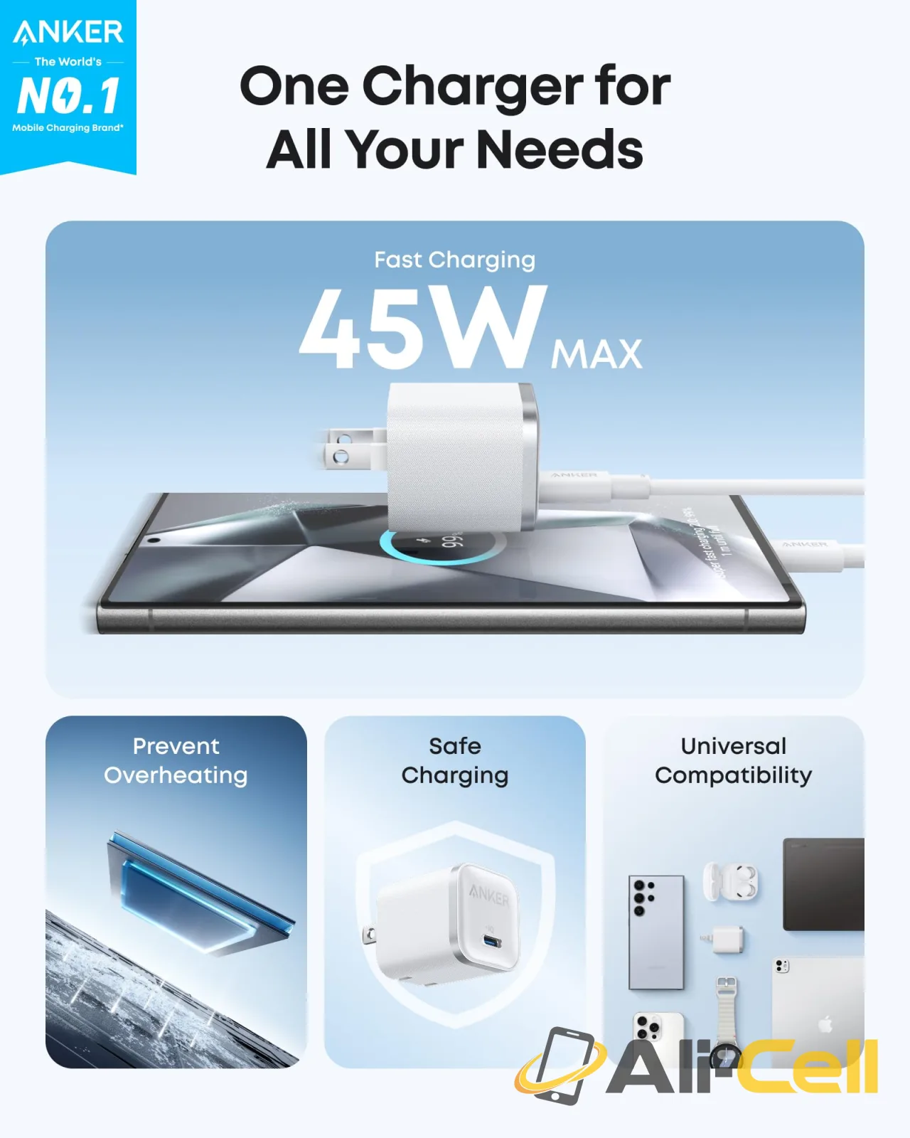 Anker Nano Charger (45W) with USB-C to USB-C Cable (Aurora White) — 8