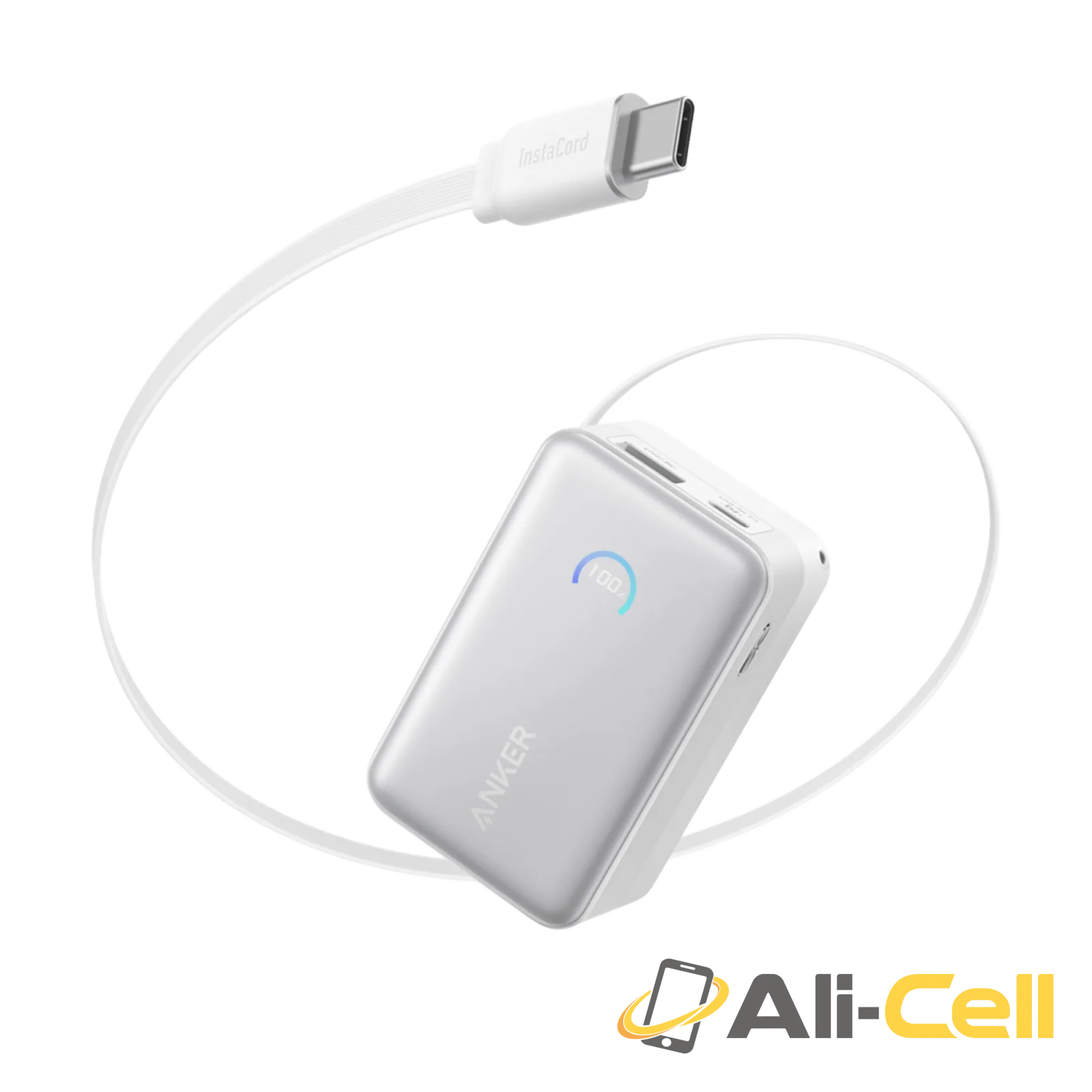 Anker Nano Power Bank (10K, 45W, Built-In Retractable USB-C Cable) (Aurora White)
