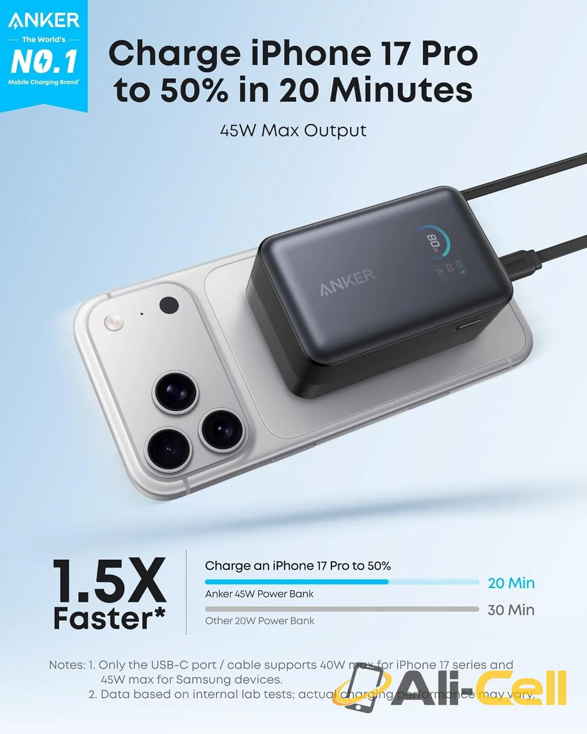 Anker Nano Power Bank (10K, 45W, Built-In Retractable USB-C Cable) (Teal Oasis) — 3