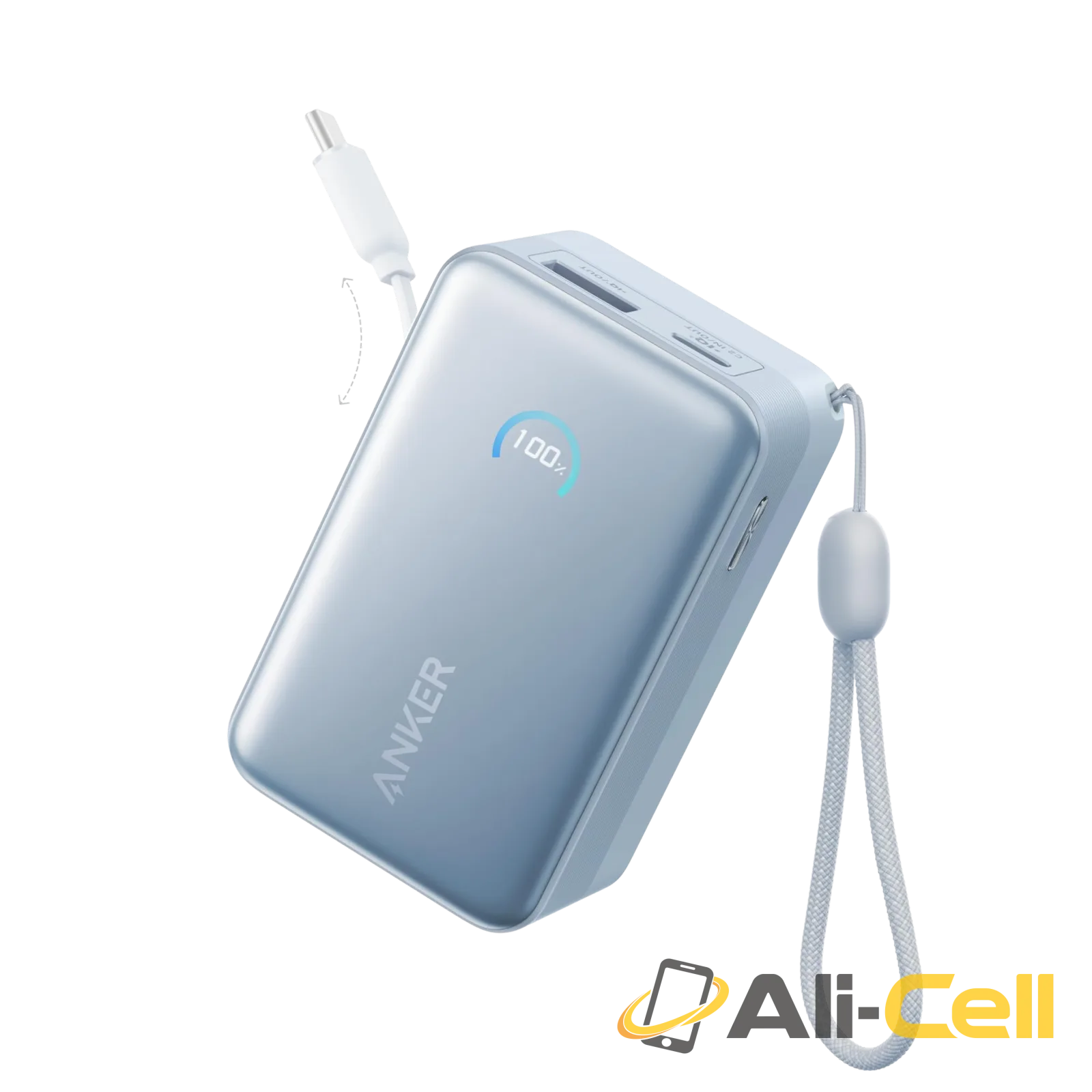 Anker Nano Power Bank (10K, 45W, Built-In Retractable USB-C Cable) (Misty Blue)