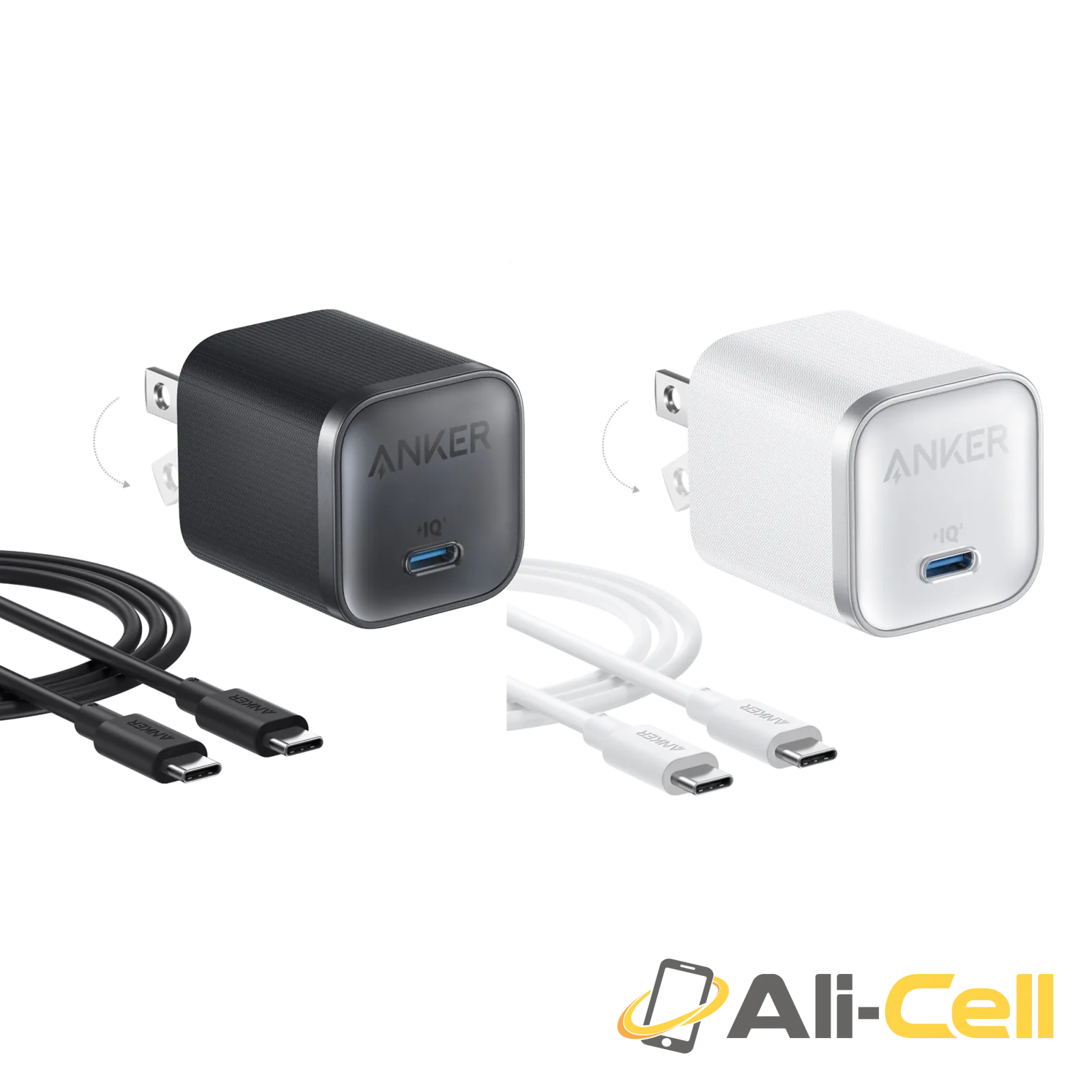 Bundle kit: Anker Nano Charger (45W) with USB-C to USB-C Cable 2-Pack (Black and White)