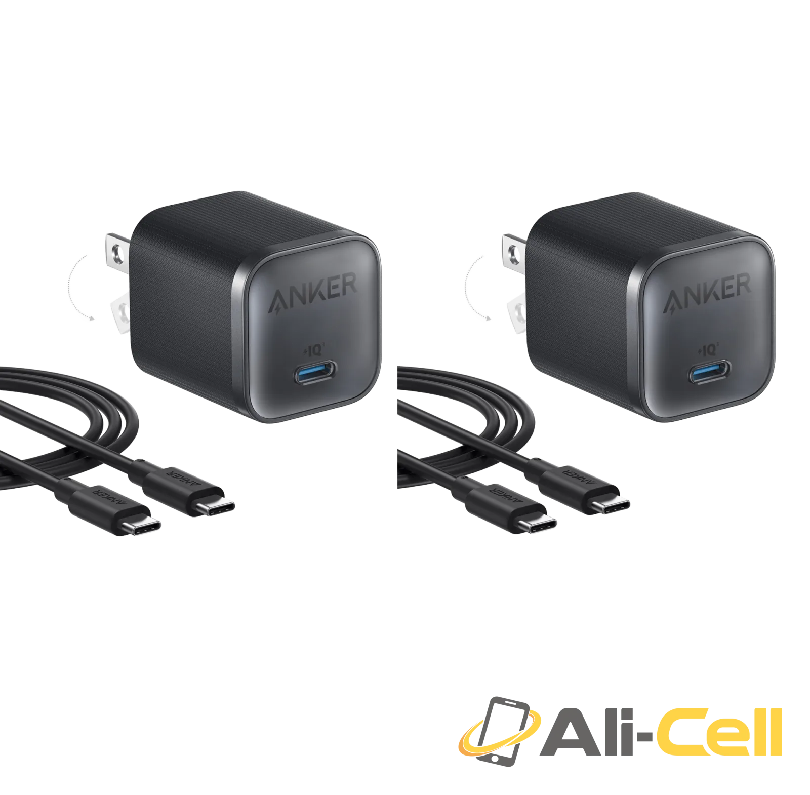 Bundle kit: Anker Nano Charger (45W) with USB-C to USB-C Cable 2-Pack (Black and White) — 2