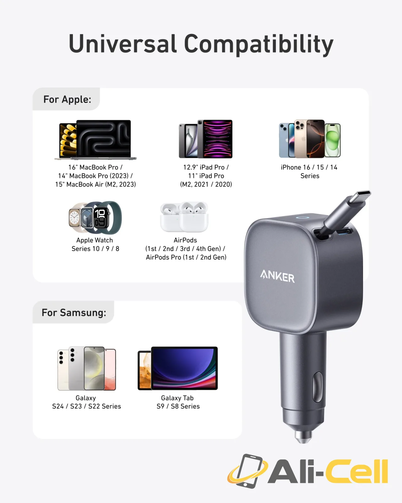 Anker Nano 75W Car Charger and Anker Prime USB-C to USB-C Cable (240W, Upcycled-Braided) — 7