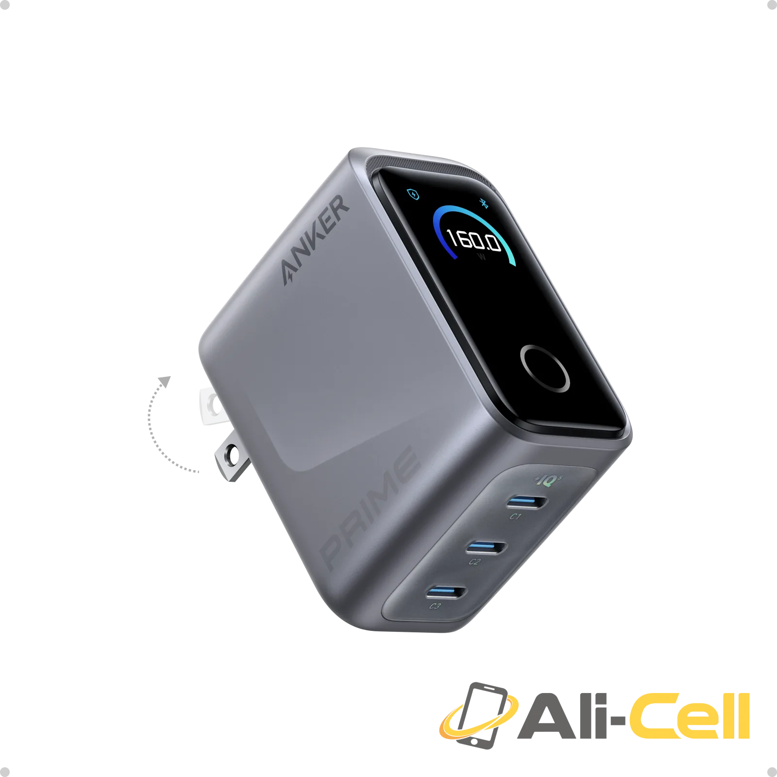 Anker Prime Charger (160W, 3 Ports, Smart Display)