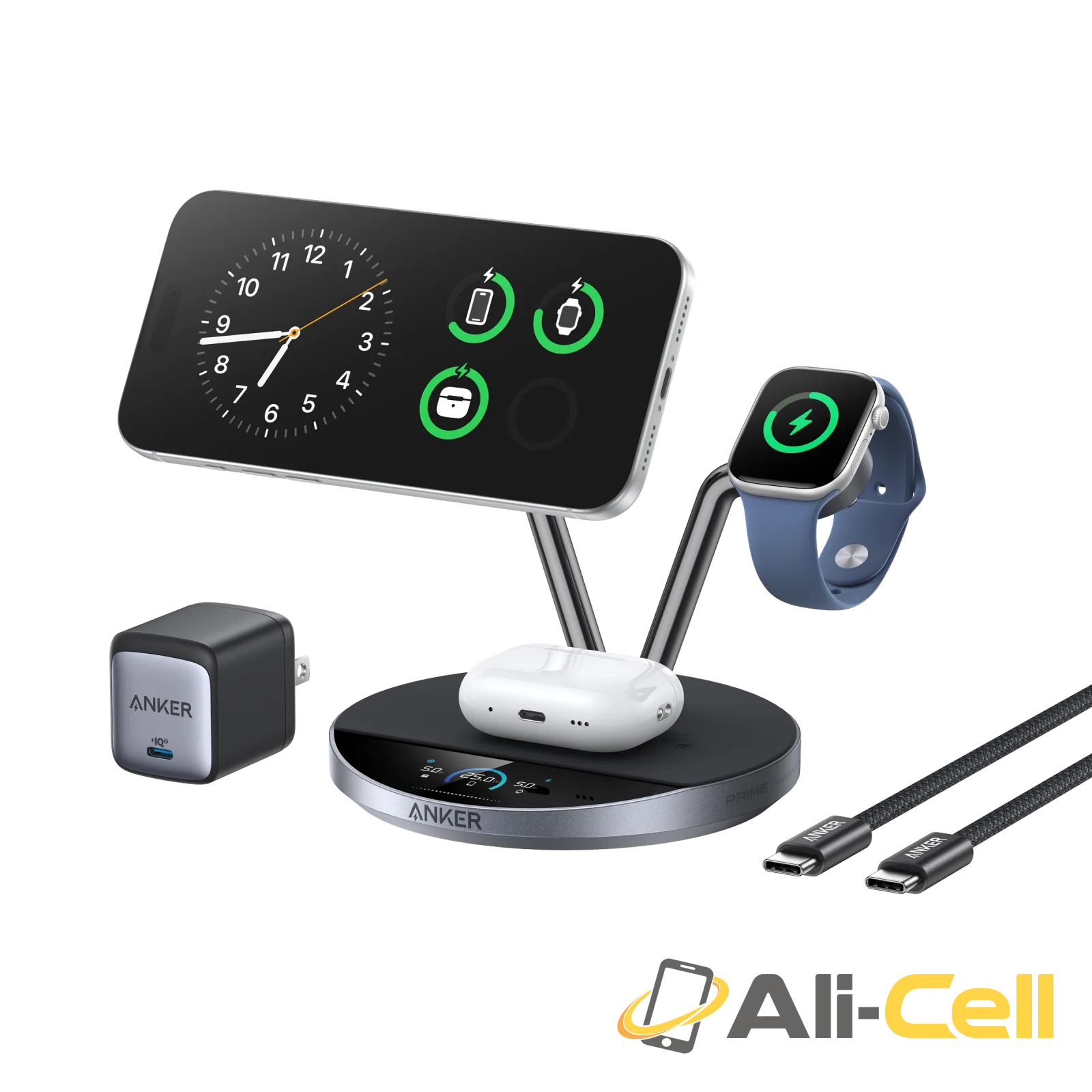Anker Prime Wireless Charging Station (3-in-1, MagGo, AirCool, Dock Stand) (Shell White) — 2