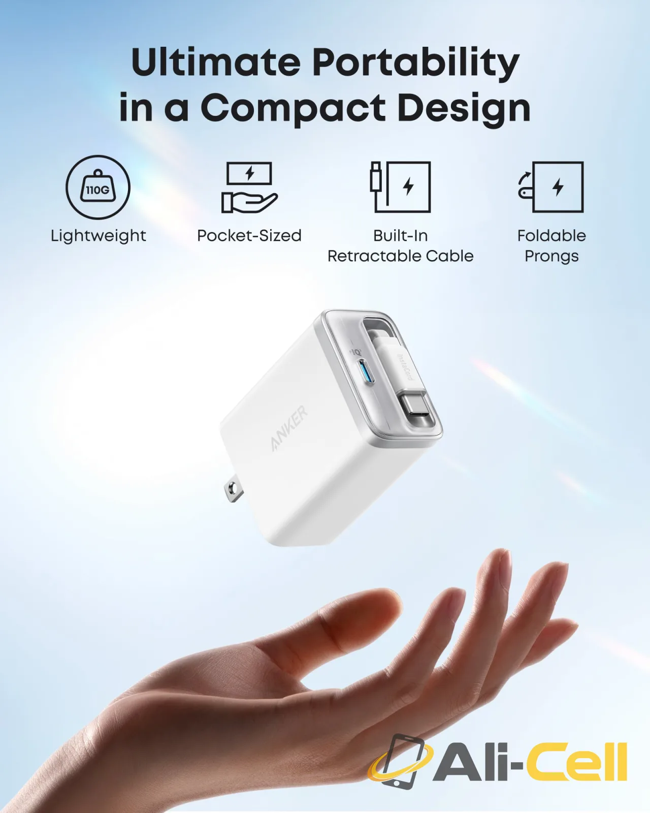 Anker Nano Charger (35W, Built-In Retractable USB-C Cable) (Shell White) — 3