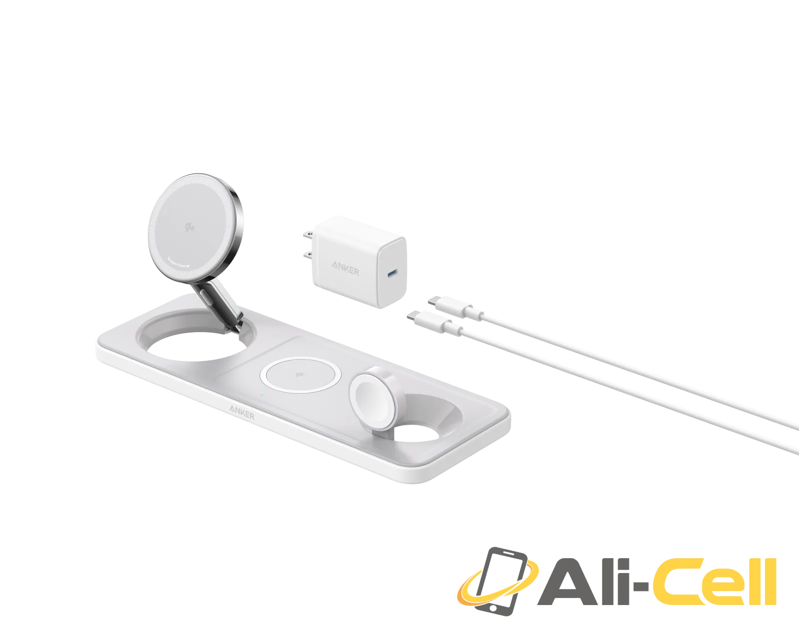 Refurbished Anker MagGo Wireless Charging Station (3-in-1 Pad) (Shell White)