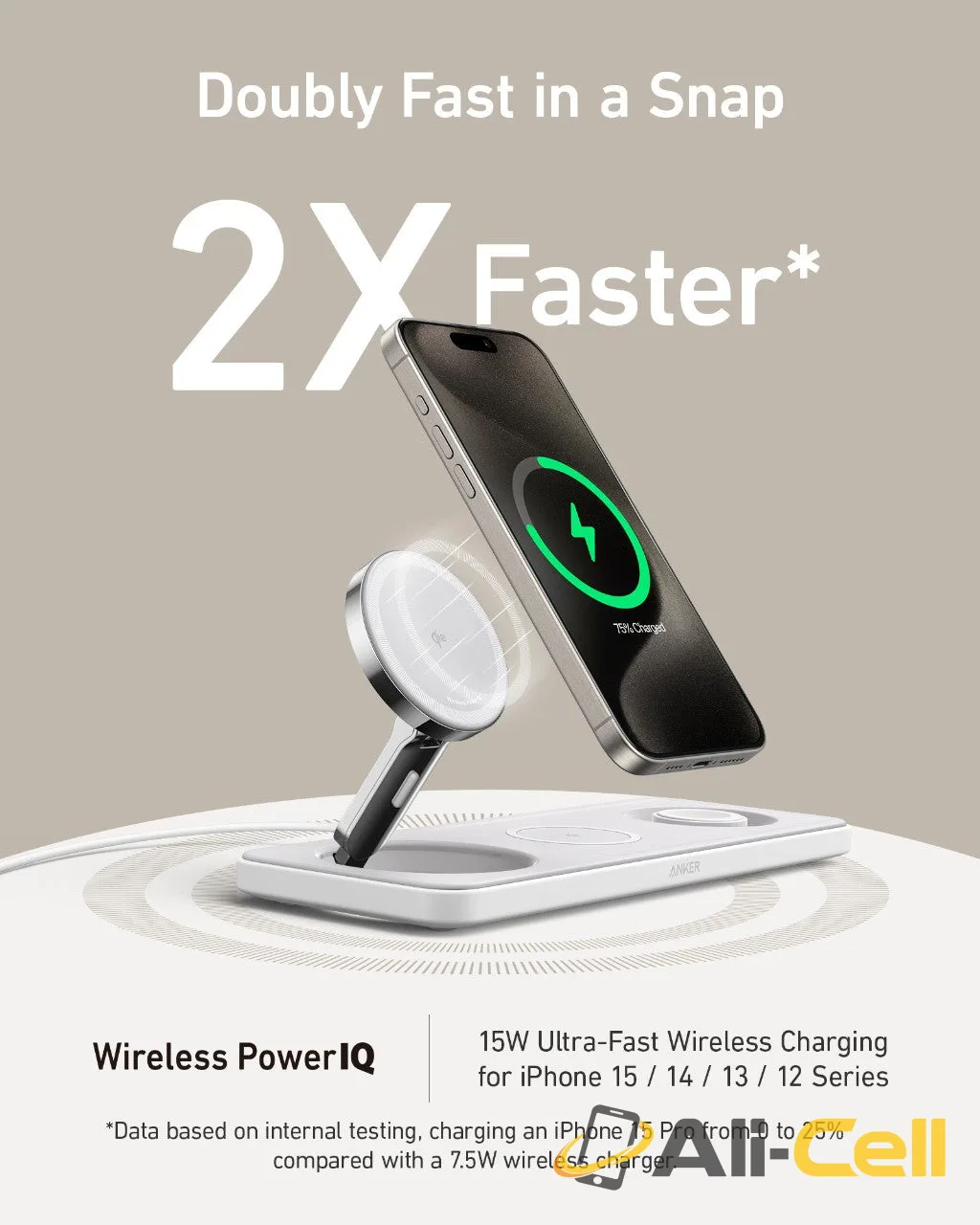 Refurbished Anker MagGo Wireless Charging Station (3-in-1 Pad) (Shell White) — 2