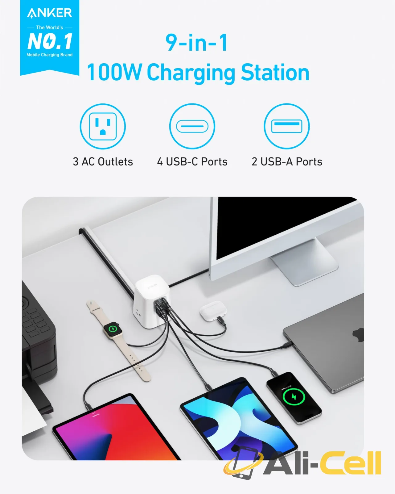 Anker Charging Station (9-in-1, 100W) (Black) — 8