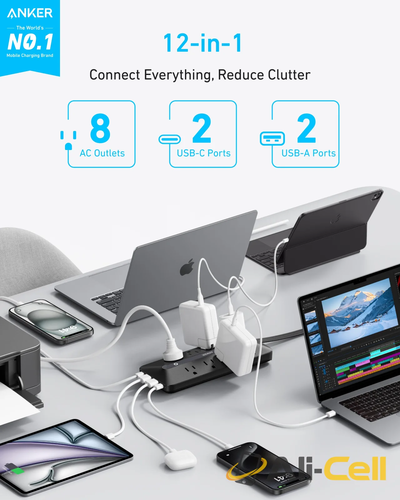Anker USB Power Strip (12-in-1, 35W) (White) — 3