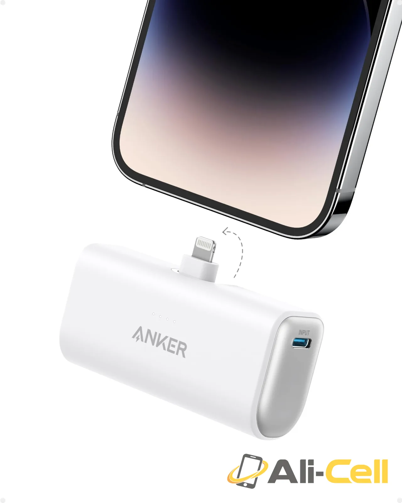 Anker Nano Power Bank, 5,000mAh, Built-In Lightning Connector, MFi Certified (Dolomite White)