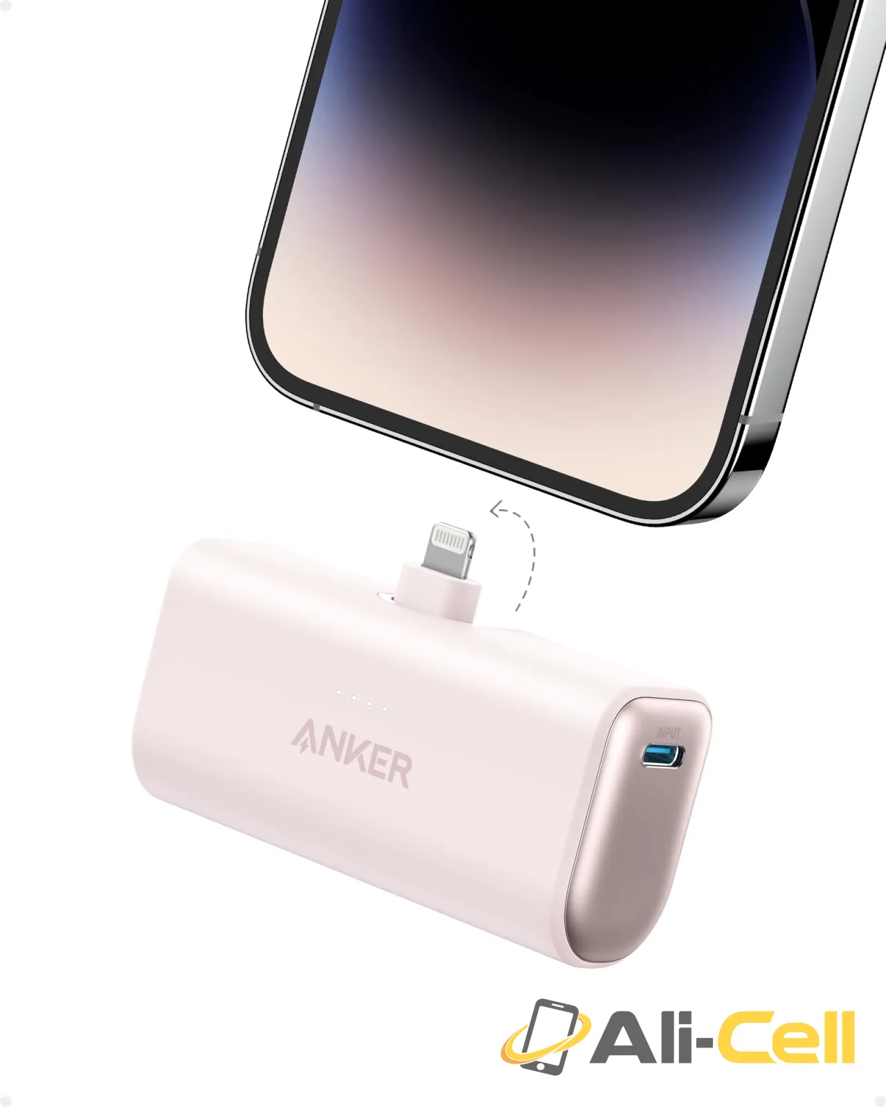 Anker Nano Power Bank, 5,000mAh, Built-In Lightning Connector, MFi Certified (Coral Pink)