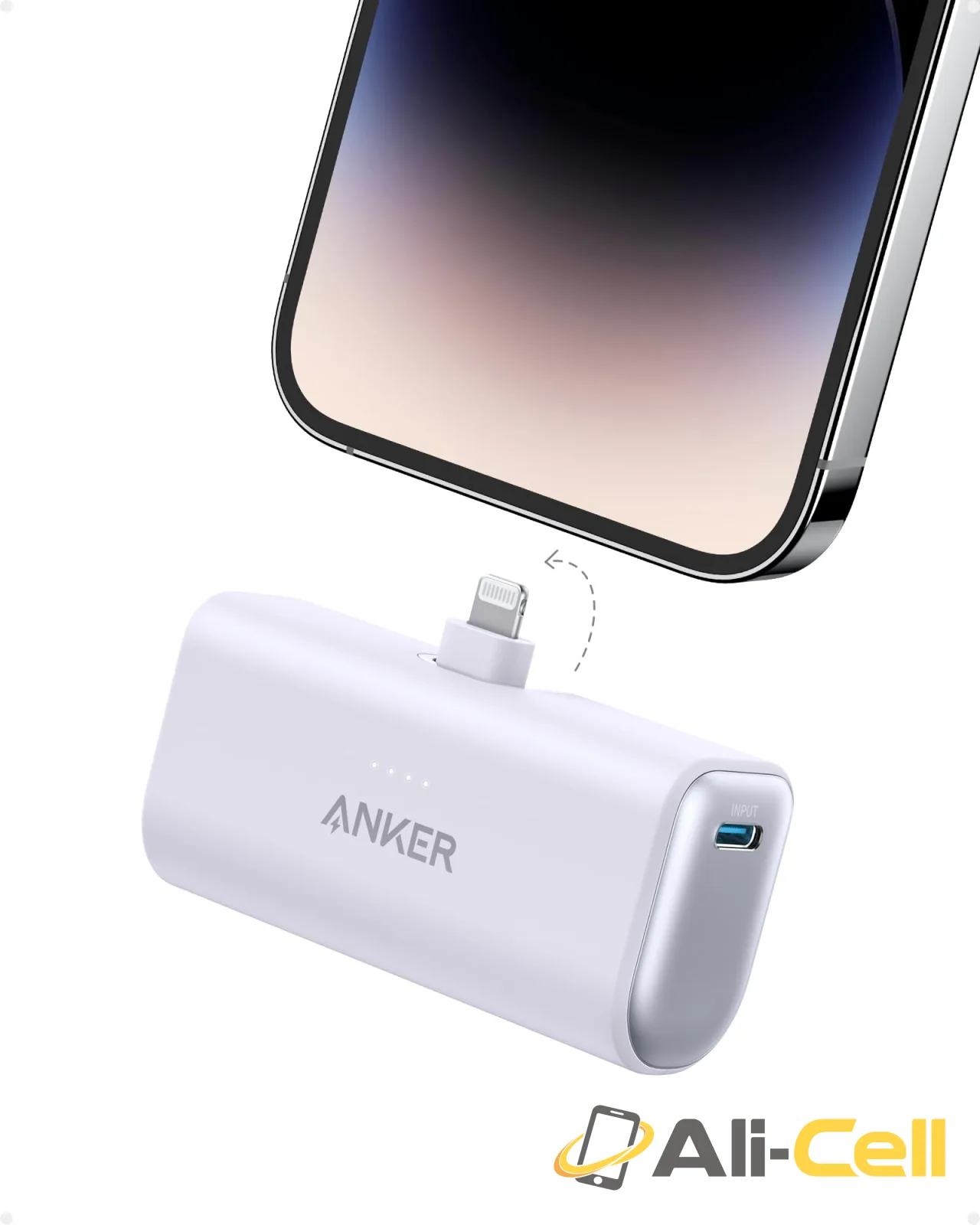 Anker Nano Power Bank, 5,000mAh, Built-In Lightning Connector, MFi Certified (Lilac Purple)