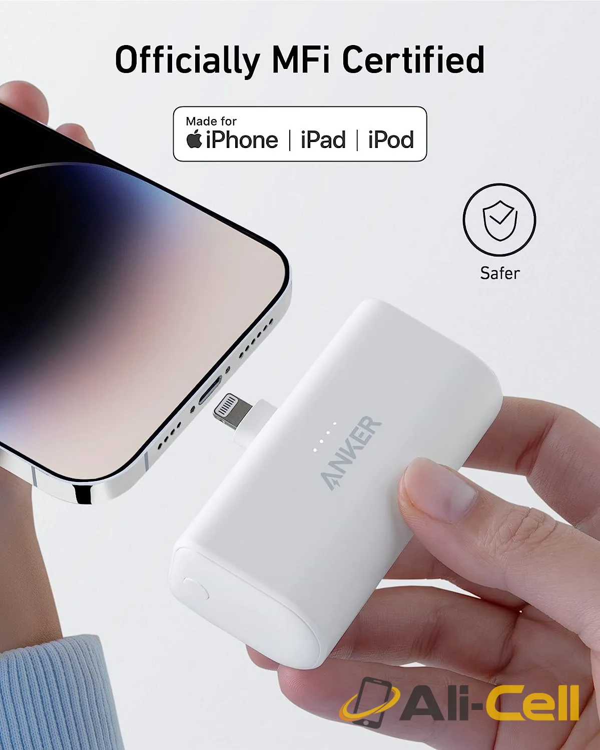 Anker Nano Power Bank, 5,000mAh, Built-In Lightning Connector, MFi Certified (Lilac Purple) — 3