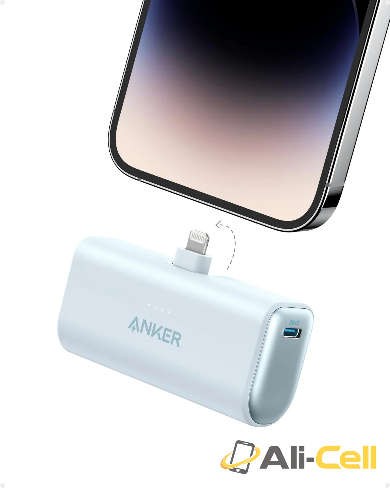 Anker Nano Power Bank, 5,000mAh, Built-In Lightning Connector, MFi Certified (Misty Blue)