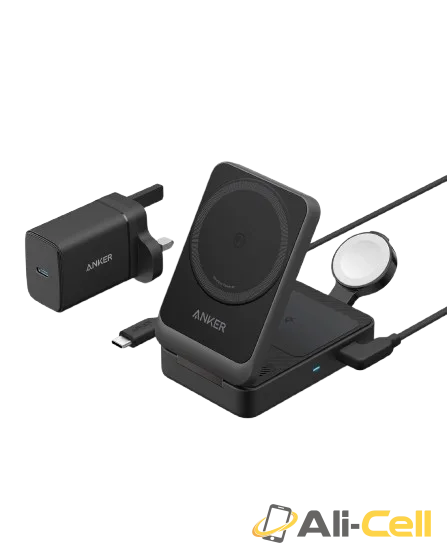 Anker MagGo Wireless Charging Station (Foldable 3-in-1) (Black Stone)