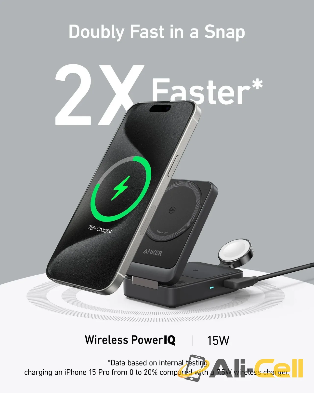 Anker MagGo Wireless Charging Station (Foldable 3-in-1) (Black Stone) — 4