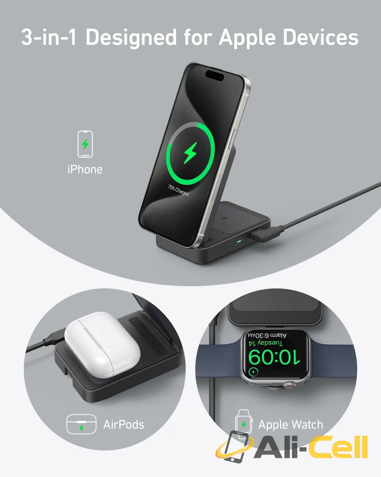 Anker MagGo Wireless Charging Station (Foldable 3-in-1) (Black Stone) — 8