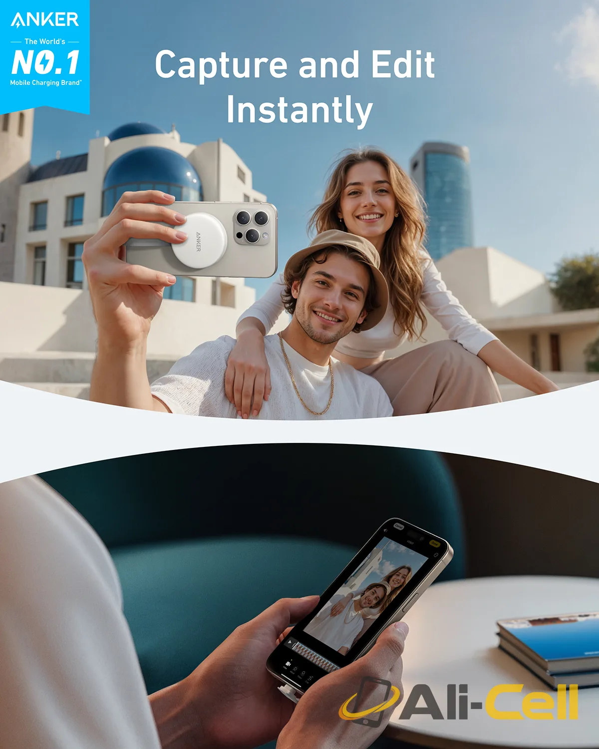 Anker MagGo USB-C Adapter (3-in-1, 10Gbps, For iPhone) (Shell White) — 3