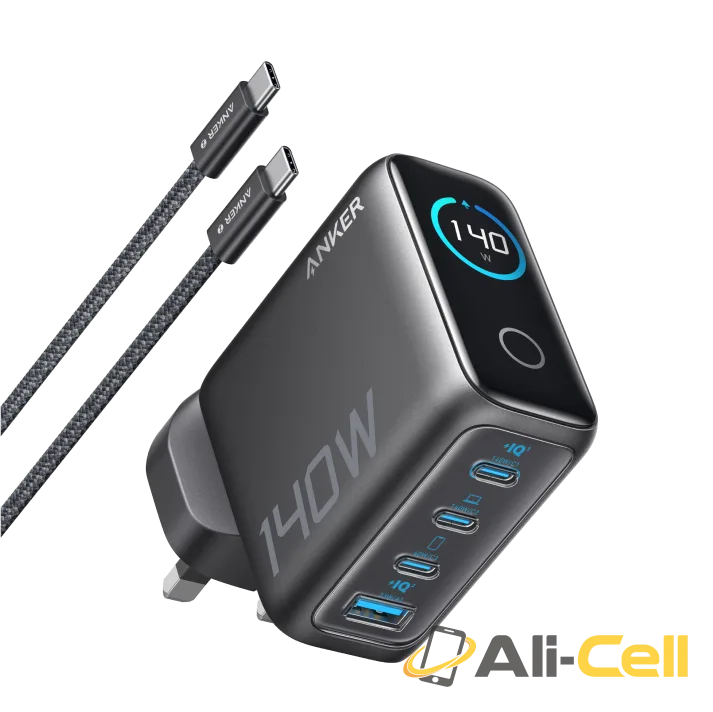 Anker Laptop Charger (140W, 4-Port, PD 3.1) with USB-C Cable (Dark Gray)