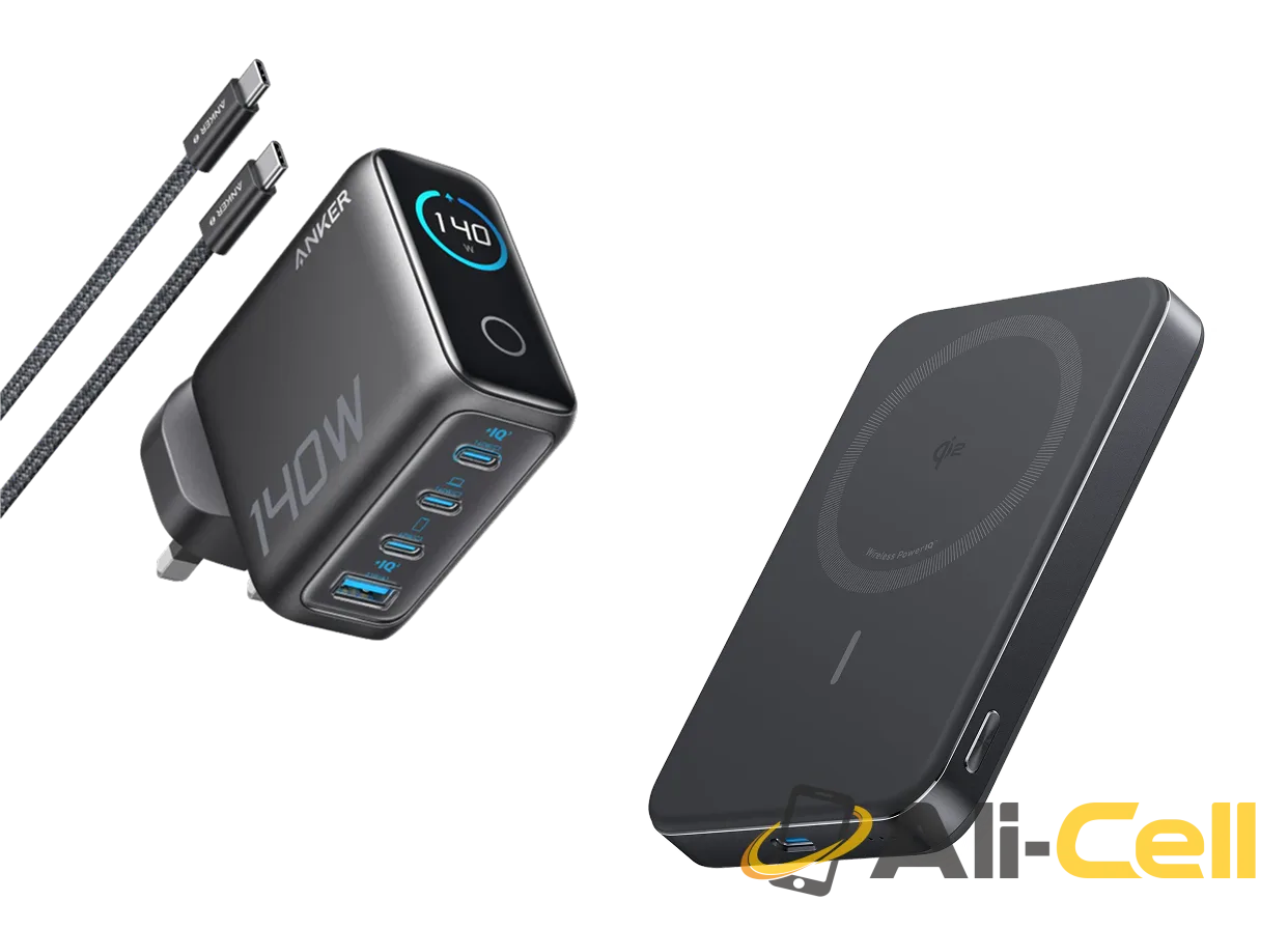 Anker Laptop Charger (140W, 4-Port, PD 3.1) with USB-C Cable + Anker MagGo Power Bank (10K, Slim)