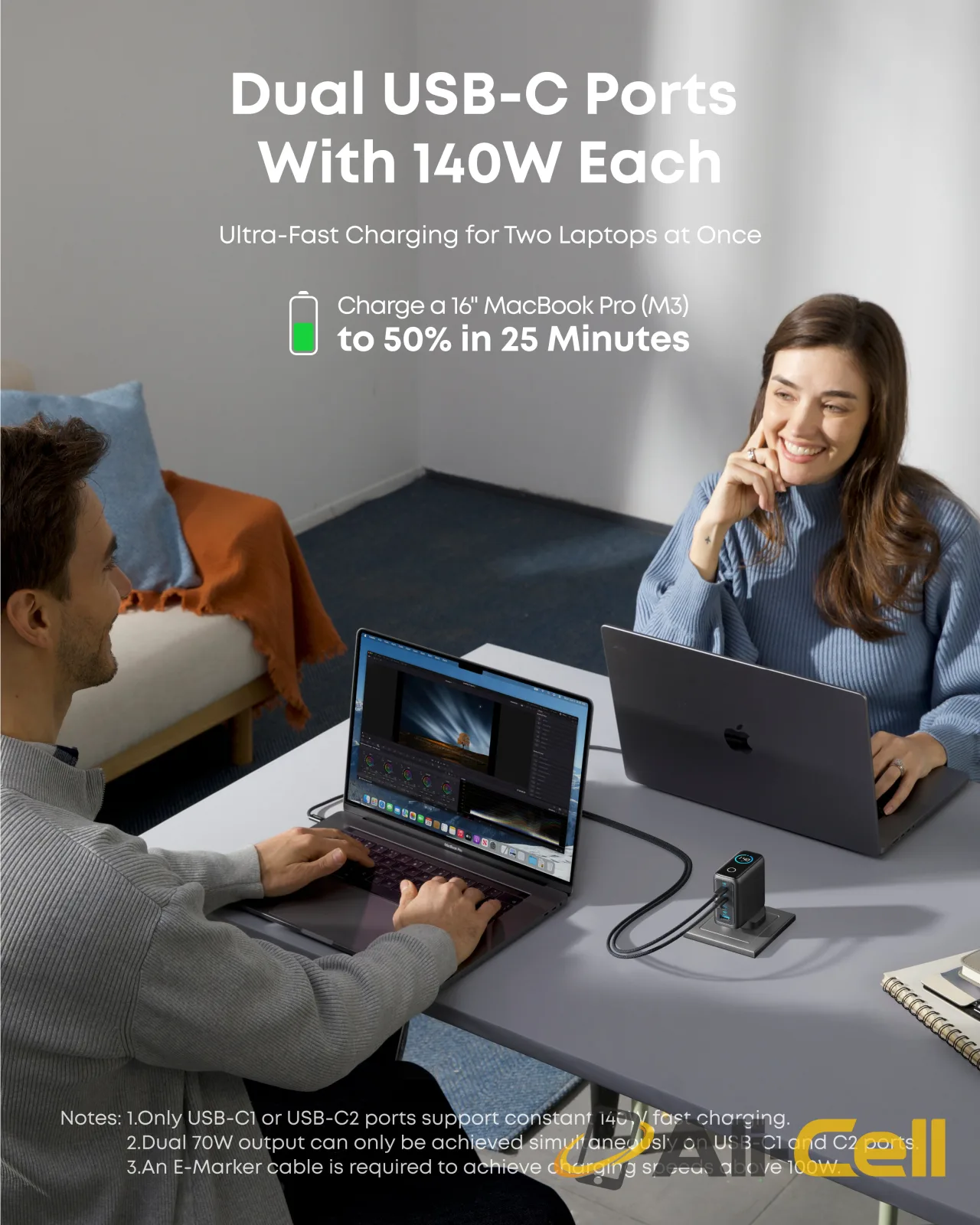 Anker Laptop Charger (140W, 4-Port, PD 3.1) with USB-C Cable + Anker Nano Power Bank (5K, MagGo, Slim) — 6