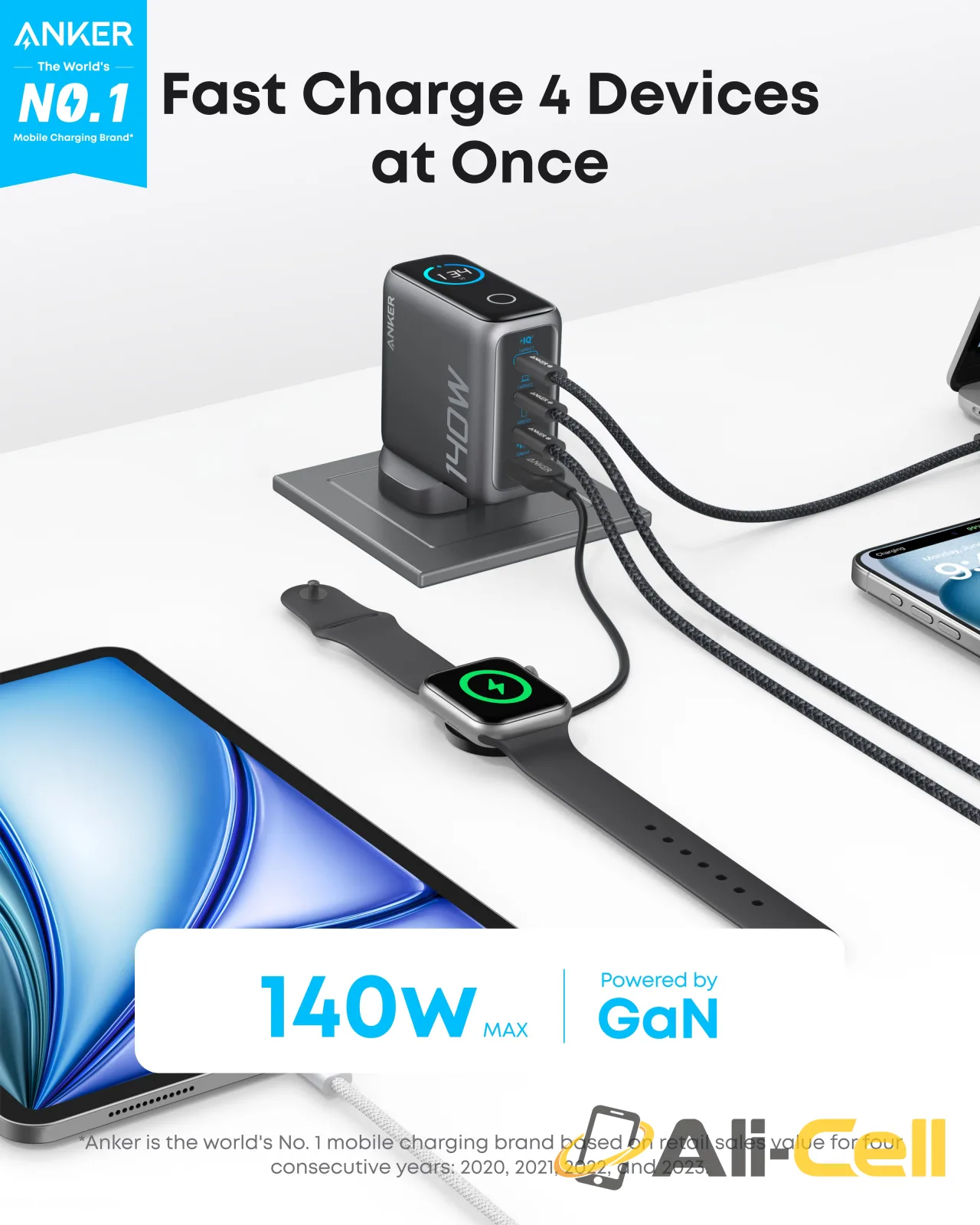 Anker Laptop Charger (140W, 4-Port, PD 3.1) with USB-C Cable + Anker Nano Power Bank (10K, 45W, Built-In Retractable USB-C Cable) — 4