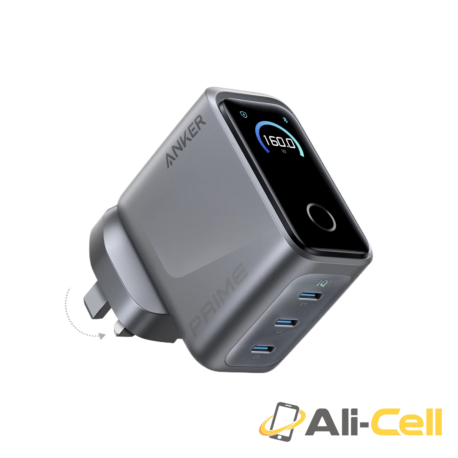 Anker Prime Charger (160W, 3 Ports, Smart Display)