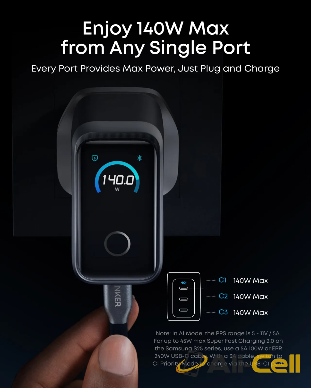 Anker Prime Charger (160W, 3 Ports, Smart Display) — 4