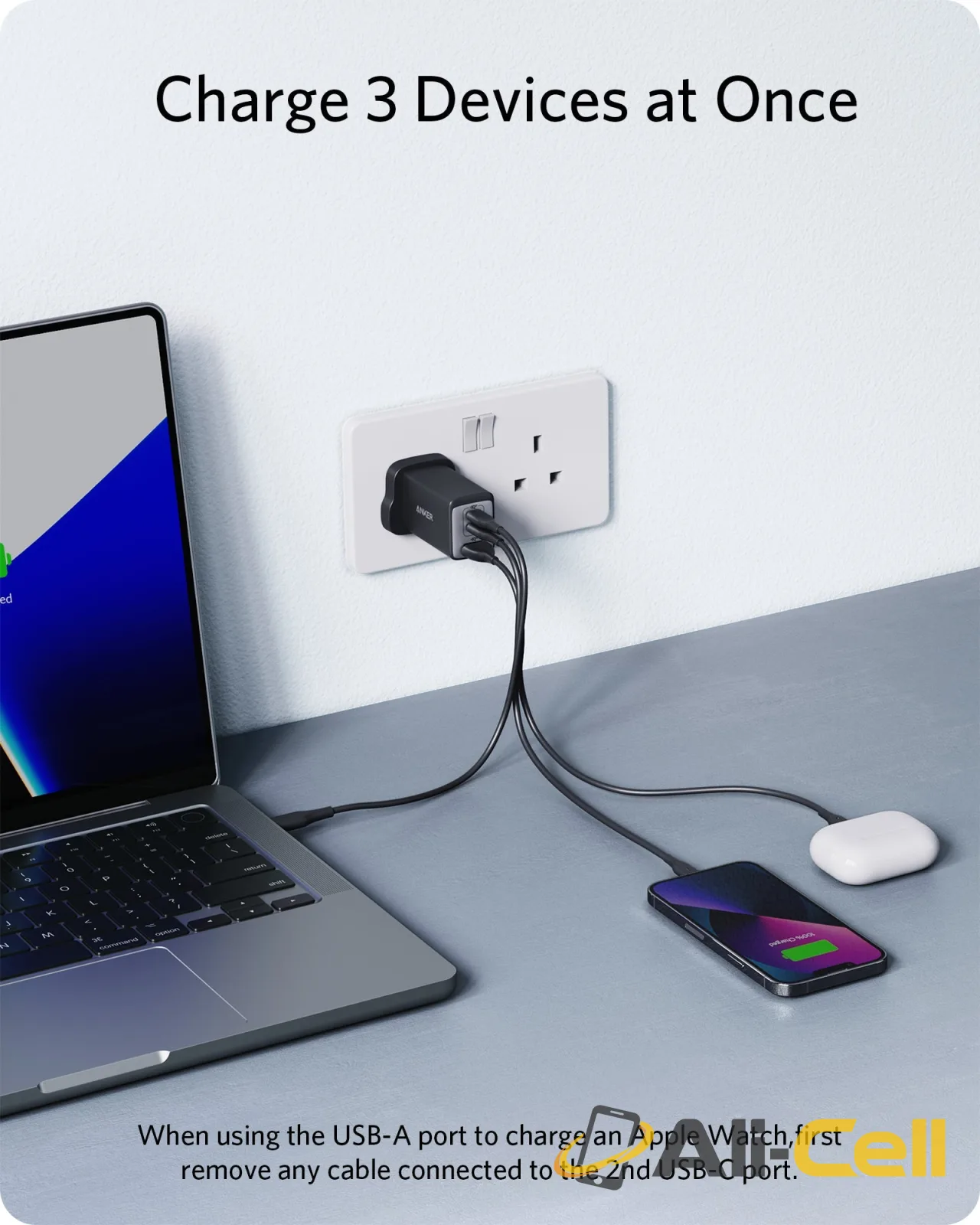 Anker 735 Charger (Nano II 65W), 3-Port Fast Charger Plug and 2-in-1 USB C to USB C Cable 140W — 4