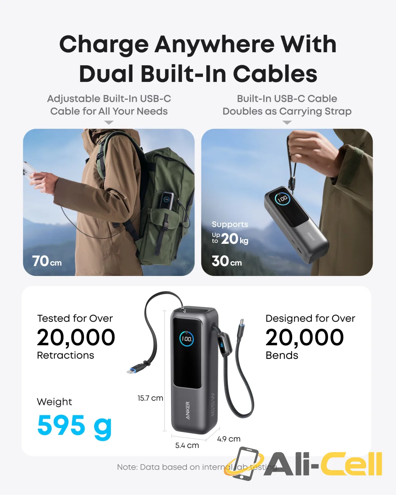 Anker Laptop Power Bank (25K, 165W, Built-In and Retractable Cables) ｜2-Pack (Space Black and Silver) — 4