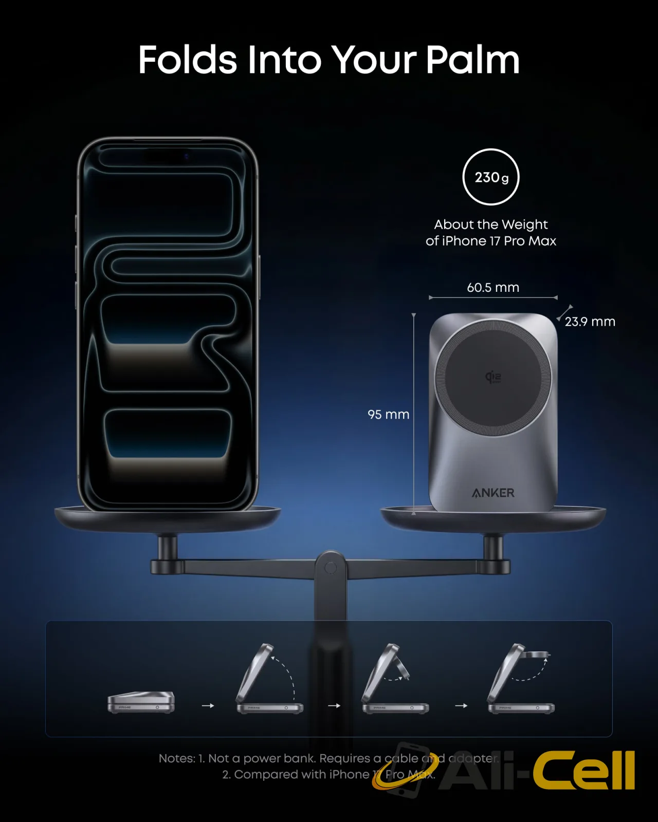 Anker Prime Wireless Charging Station (3-in-1, MagGo, AirCool, Foldable) (Black) — 4