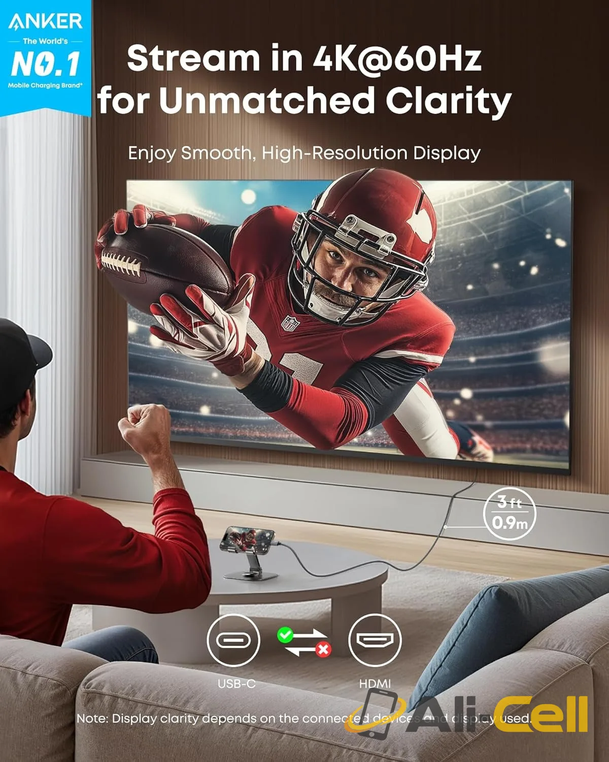 Anker HDMI Cable, 4K@60Hz Ultra-Fast Nylon-Braided USBC to HDMI Cord with Advanced Shielding, Thunderbolt 5/4/3 — 2
