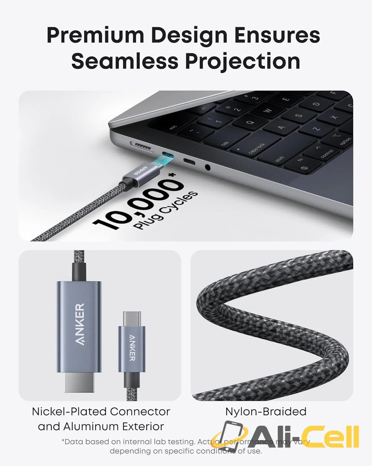 Anker HDMI Cable, 4K@60Hz Ultra-Fast Nylon-Braided USBC to HDMI Cord with Advanced Shielding, Thunderbolt 5/4/3 — 6