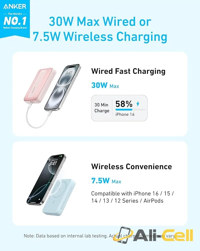Anker Zolo 10K Magnetic Power Bank, 30W Wireless Charger (White) — 3
