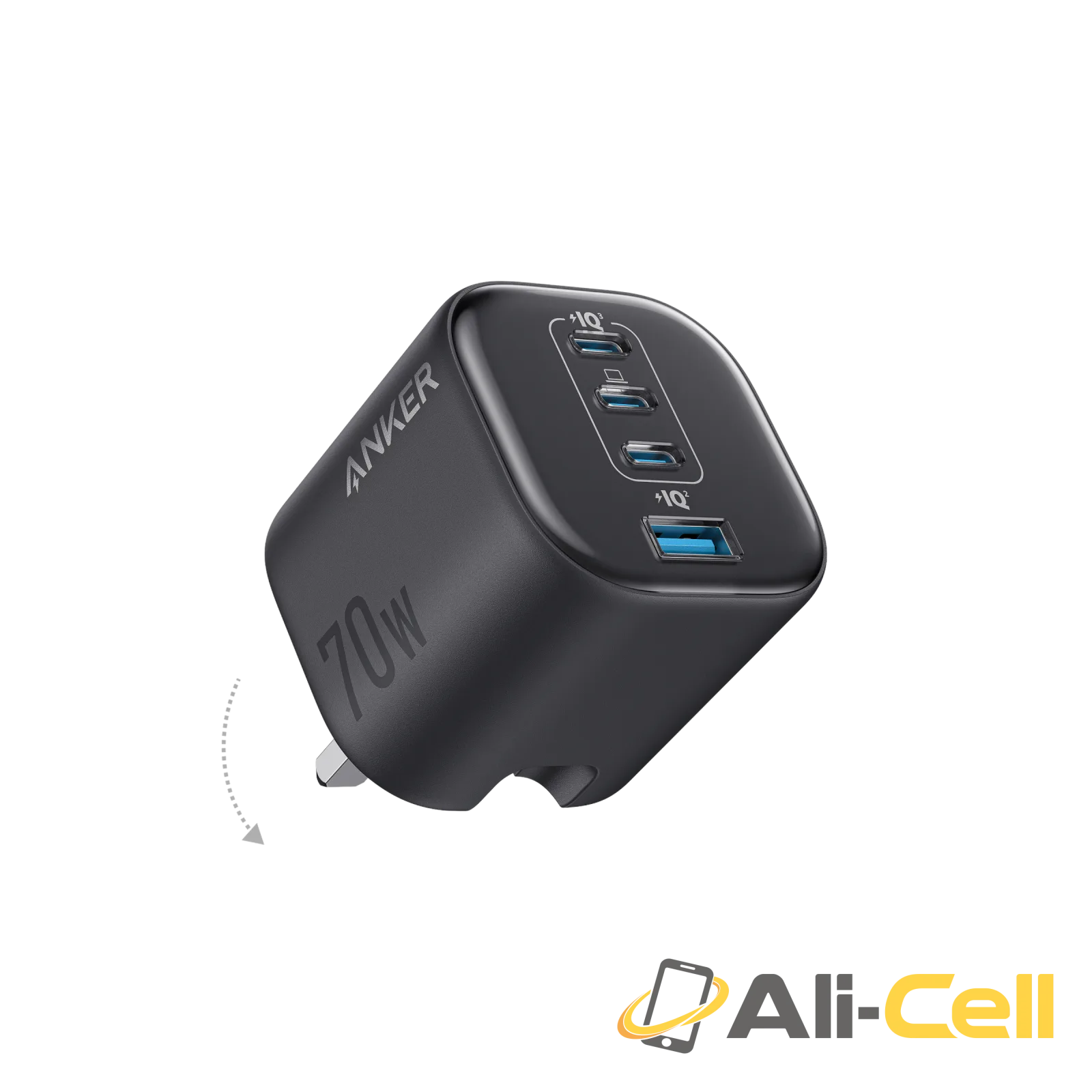 Anker Zolo Charger, 4-Port Folable Wall Adapter with Ultra-Fast 70W Output (Black)