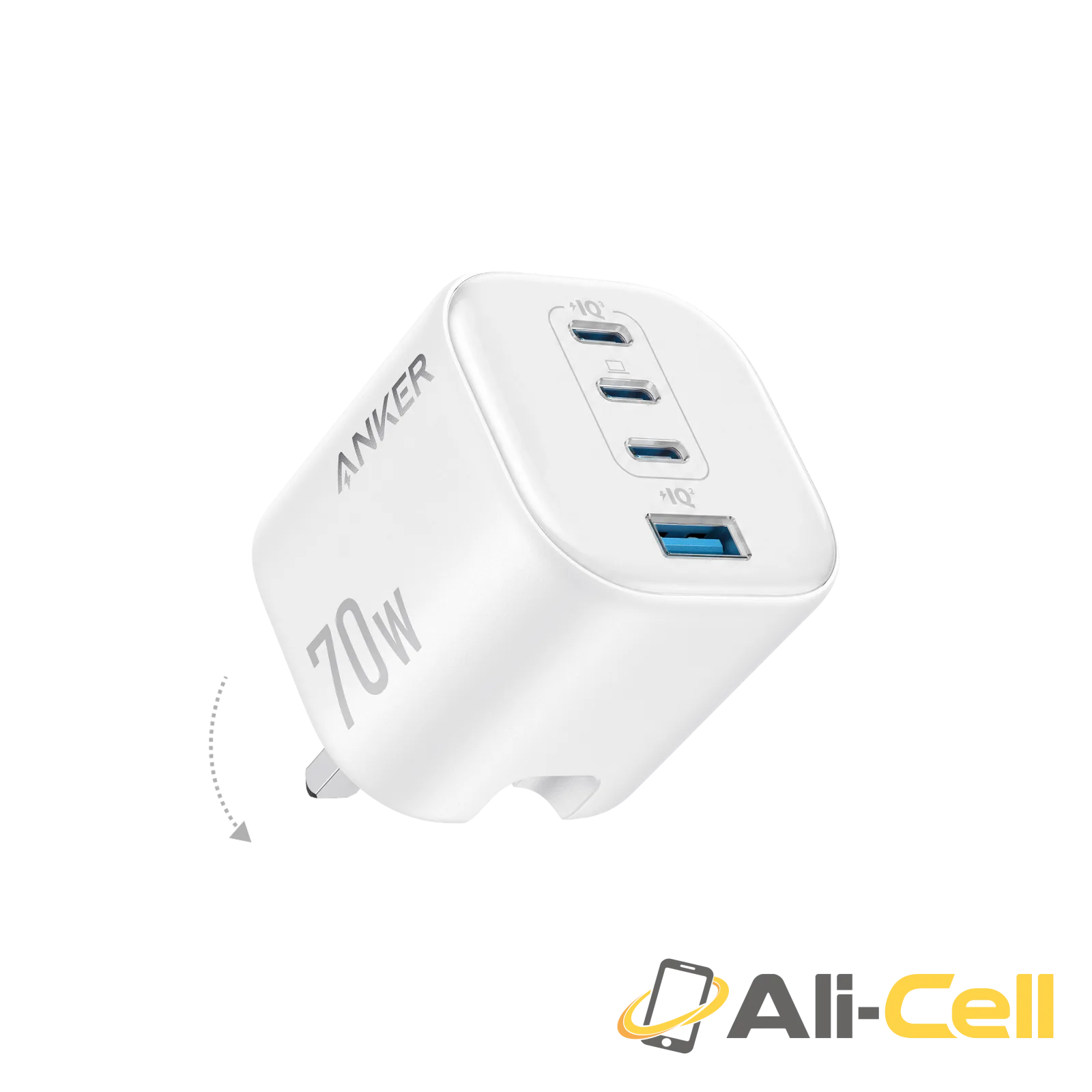 Anker Zolo Charger, 4-Port Folable Wall Adapter with Ultra-Fast 70W Output (White)