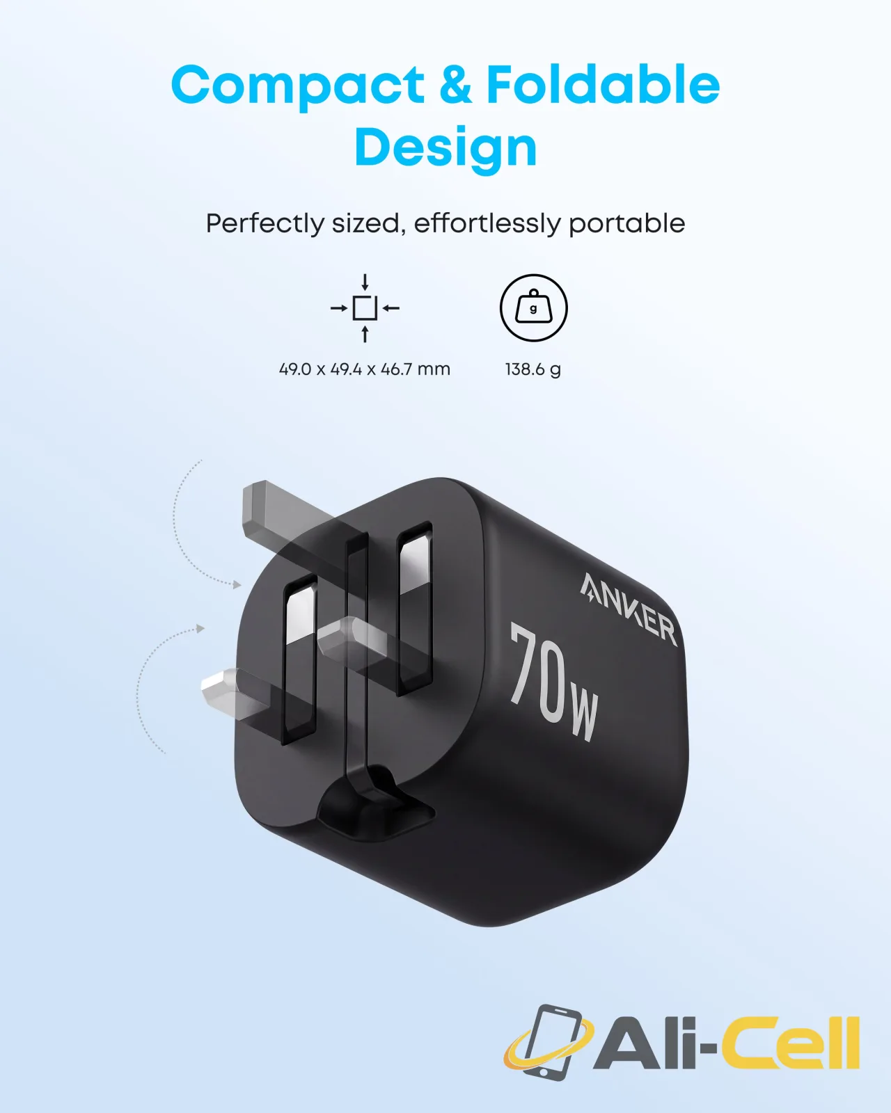 Anker Zolo Charger, 4-Port Folable Wall Adapter with Ultra-Fast 70W Output (White) — 4