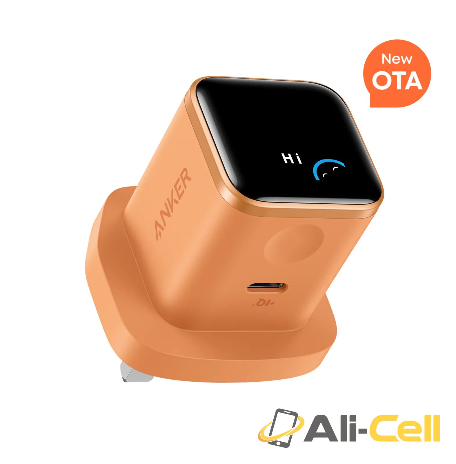 Anker Nano Charger (45W, Smart Display) (Orange)
