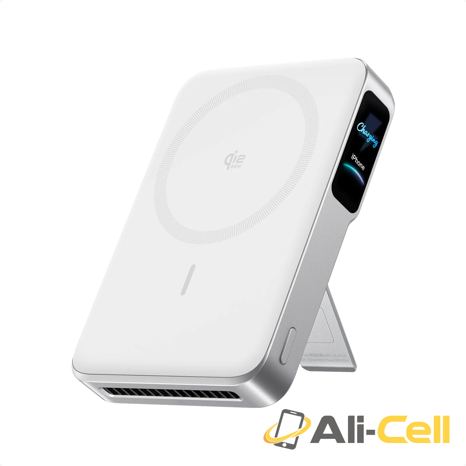 Anker MagGo Power Bank 2 Pro, Qi2 25W 10,000mAh Battery with Cooling Fan (Starlight Silver)