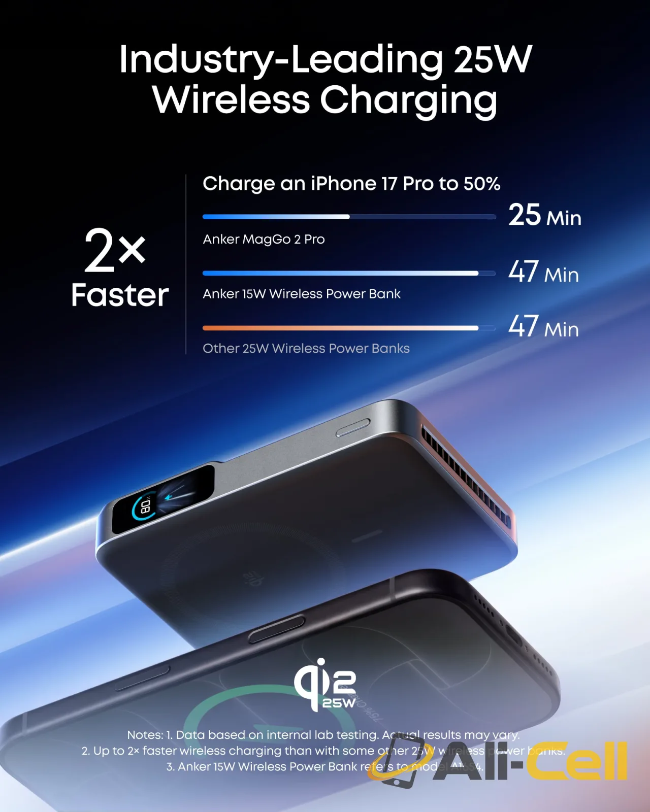 Anker MagGo Power Bank 2 Pro, Qi2 25W 10,000mAh Battery with Cooling Fan (Burgundy Red) — 4