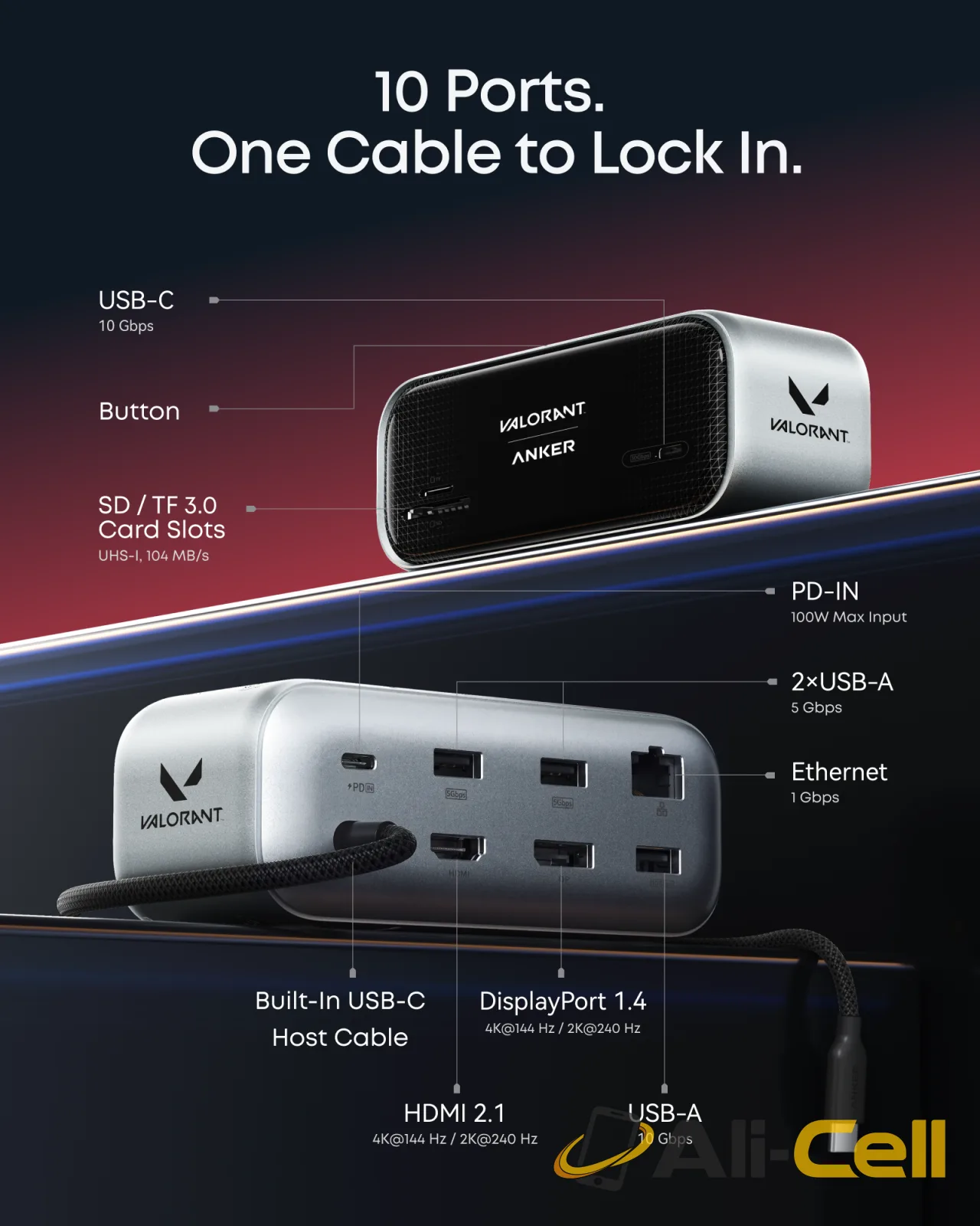 Anker Nano 10-in-1 USB C Hub, Smart Display Hub, VALORANT Limited Edition — 3