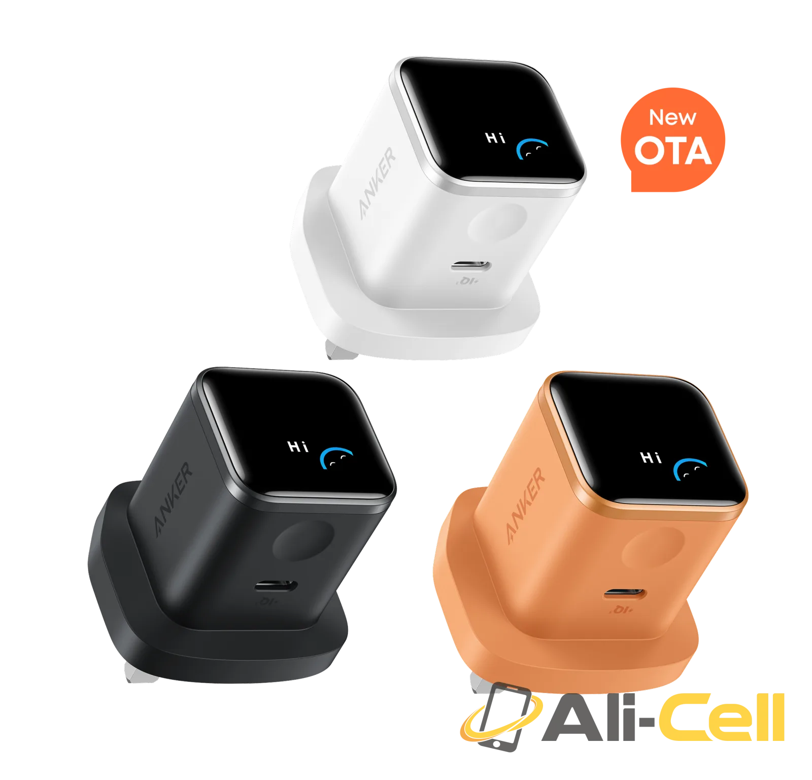 Anker Nano Charger (45W, Smart Display, 3-Pack) (Mixed Colors｜3 Pack)